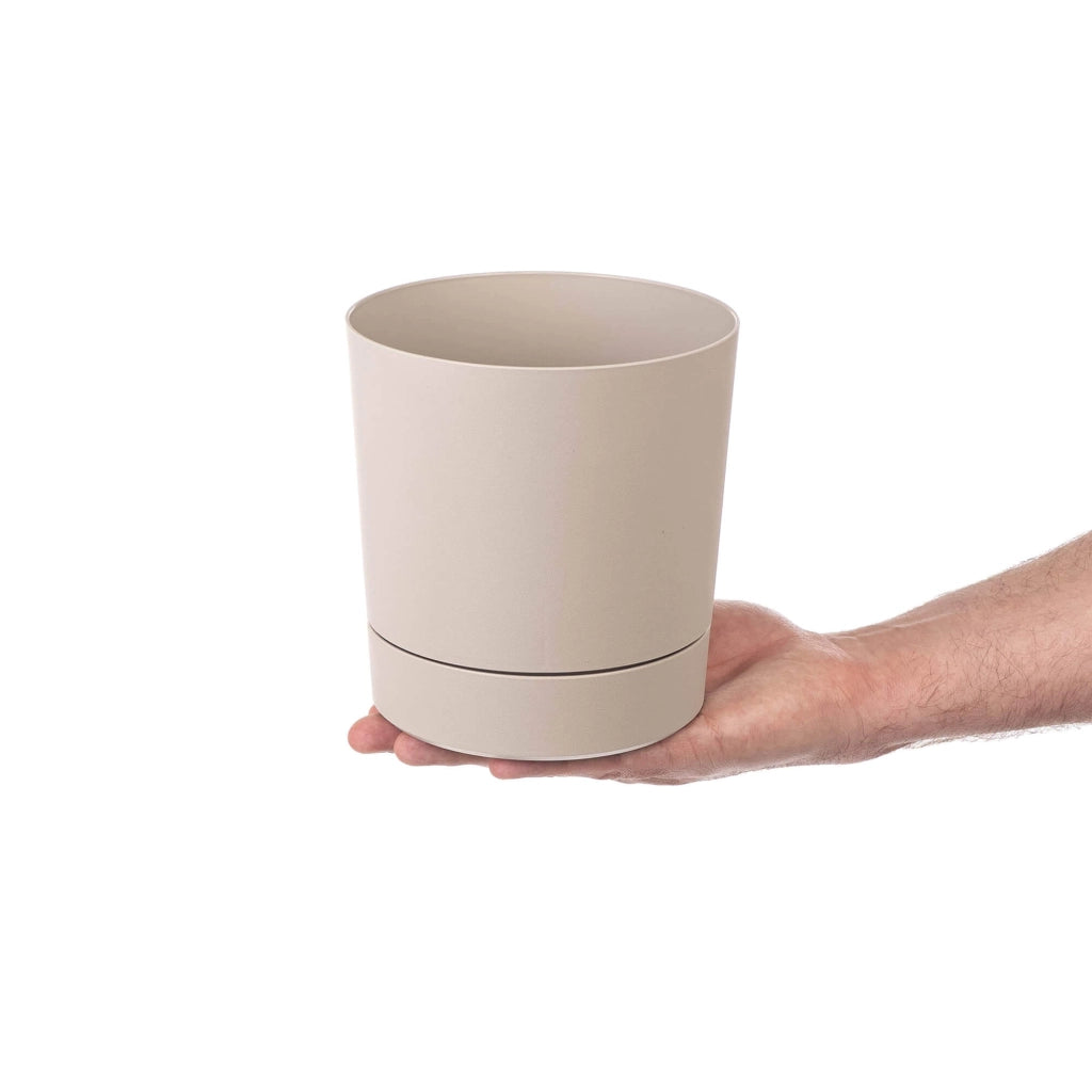 Vaso da fiori KADAX con supporto, rotondo, in plastica, 14,5 cm