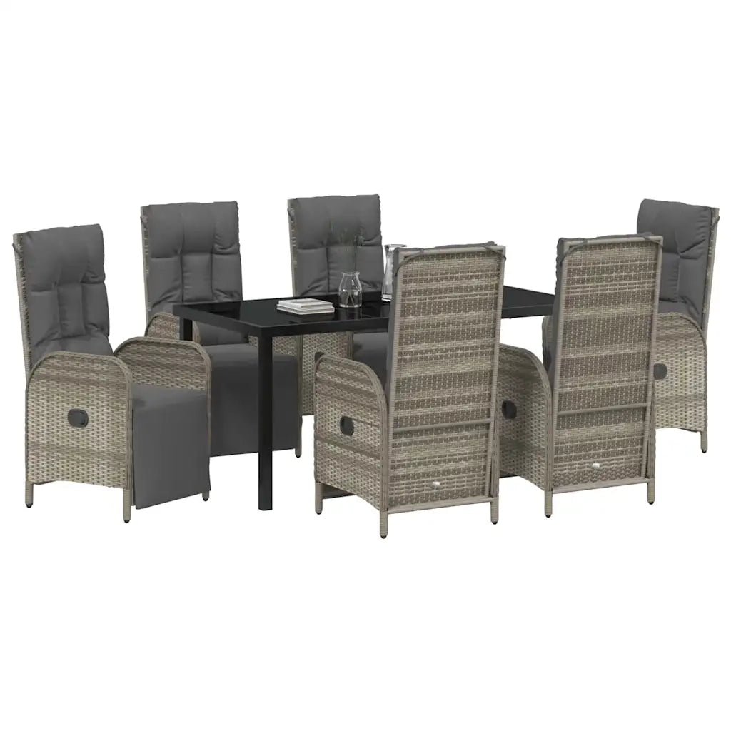 Set da Pranzo per Giardino con cuscino 7 pcs Grigio polyrattan 3380138