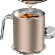 Bacchetto per la raccolta grasso - seta fine - 2 litri - contenitore per l'olio - coperchio ermetico - contenitore con presa per vaso - conservazione in cucina - contenitore per grasso da cucina