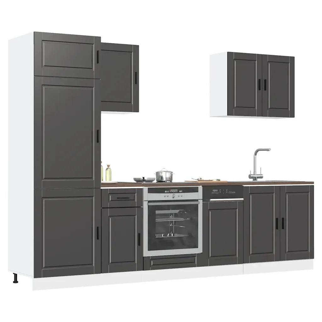 Set Mobili da Cucina 7 pz Kalmar Neri Legno Multistrato