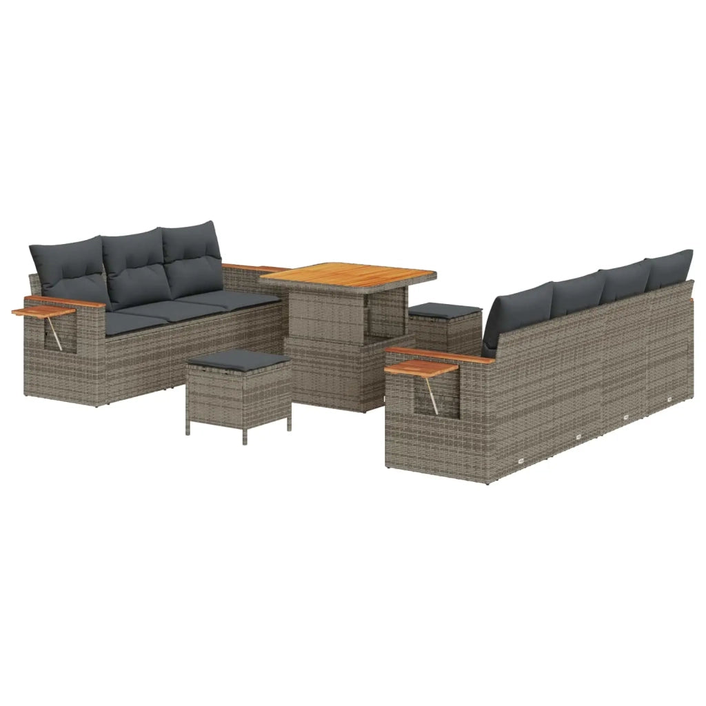 Set Divano da Giardino 10 pcs Grigio polyrattan 3363008