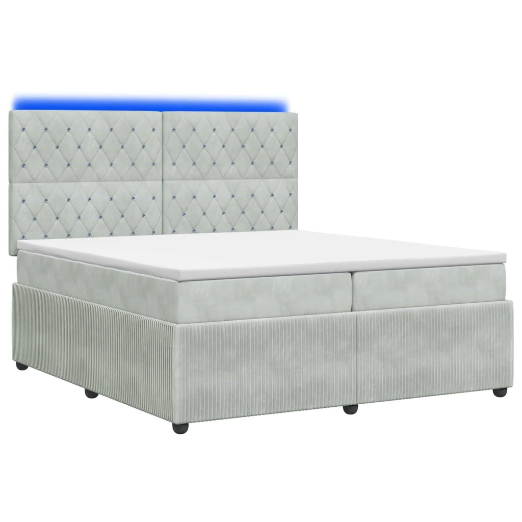 Letto Box Spring LED con Materasso Grigio Chiaro 200 x 200 cm 3456131