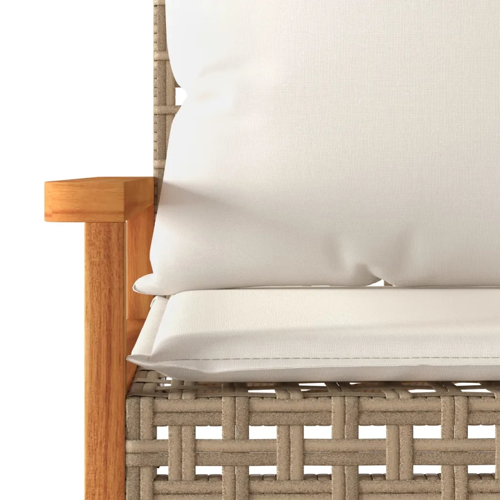 Set da BistrÃ² 3 pz con Cuscini Beige Misto Polyrattan e Acacia