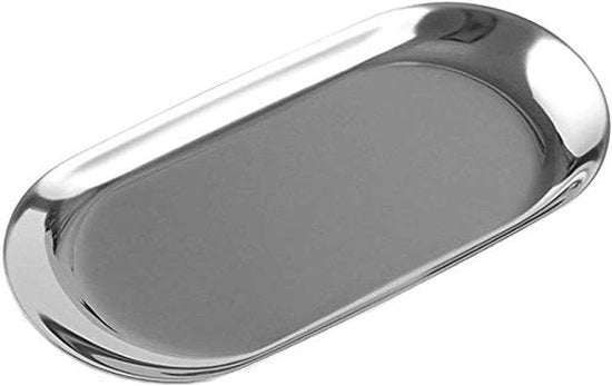 Cassetto di Stoccaggio in Acciaio Inossidabile - Ovale - Piccolo - per Snacks/Accessori/Prodotti per la Bellezza - 230x94mm - Sostenibile e Facile da Pulire - Piatto di Servizio