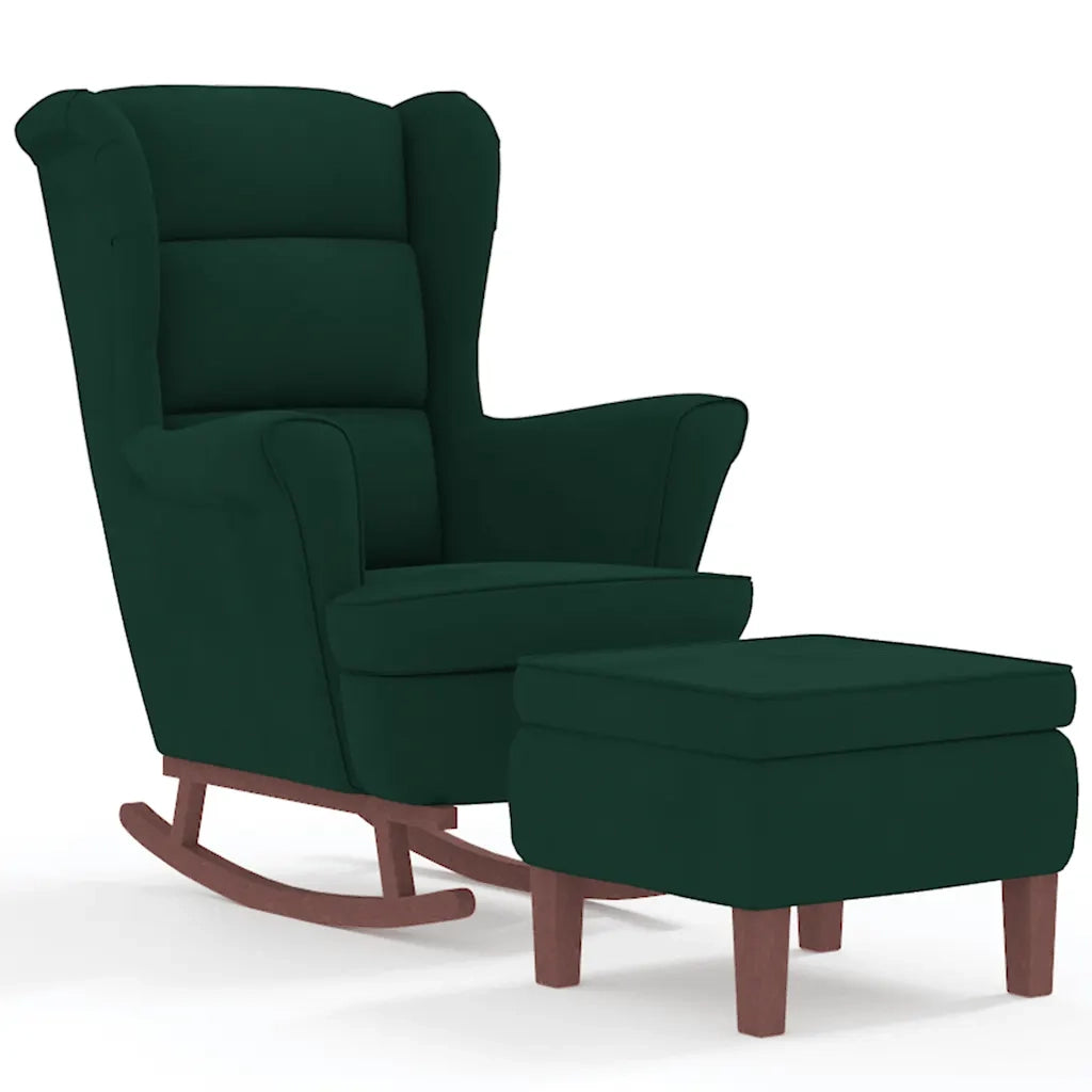 Sedia a dondolo con schienale alto in velluto verde scuro 3121232