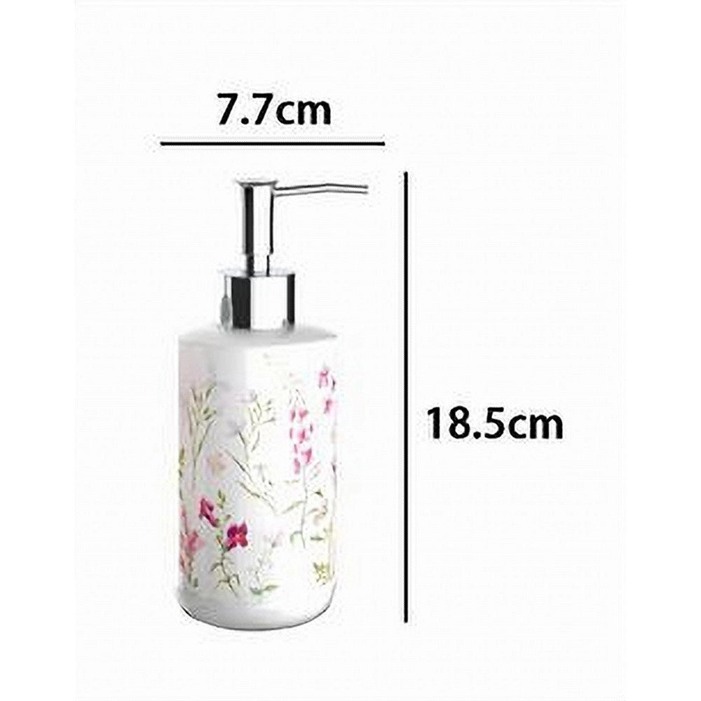 Trade Shop - Dispenser Per Sapone Liquido Con Fiori Accessorio Portasapone Arredo Bagno 69917 -