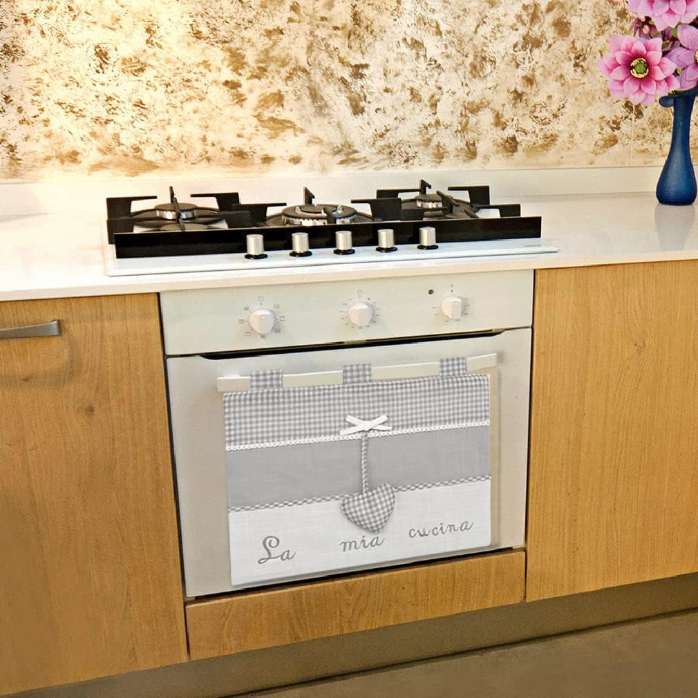 Copriforno Morbido Shabby Chic Cuori Passanti Tessuto Chiusura Velcro Proteggi Forno Cucina Dis.A