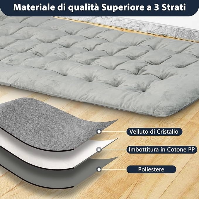 Cuscino per Sdraio, Cuscino Spesso da 190 x 70 x 7 cm con 4 Cinghie di Fissaggio, Tasca per Fissare al Letto, per Lettino da Campeggio, Vacanze in Campeggio (grigio)