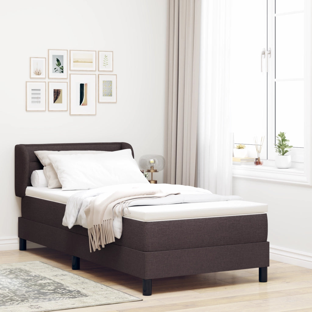 Letto Box Spring  con Materasso - Marrone Scuro, 80x200 cm, Tessuto