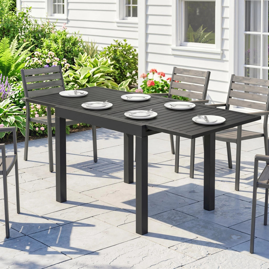Tavolo da pranzo allungabile rettangolare ¨C zephmum ¨C Alluminio, 80/160x80 cm, 4-6 persone