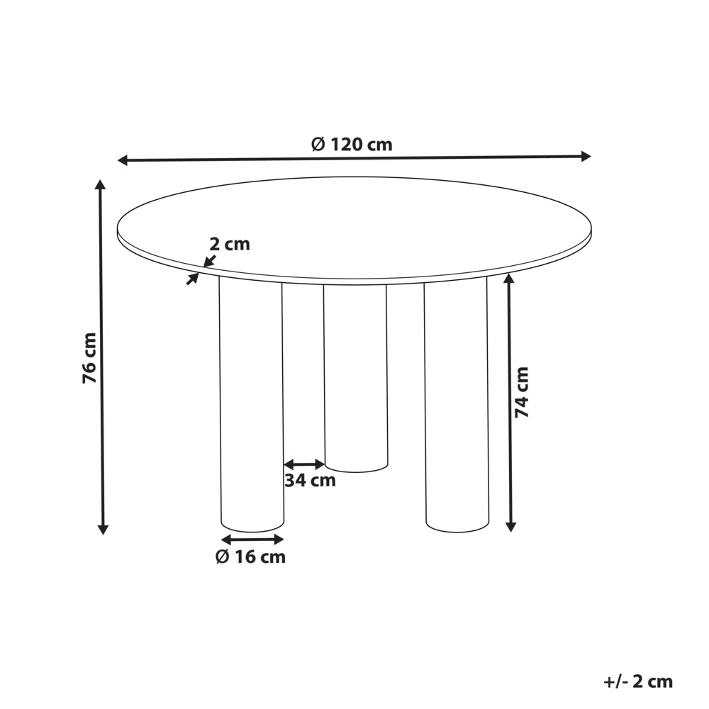 Tavolo da pranzo in legno di frassino chiaro con piano in MDF e gambe in legno di gomma ⌀ 120 cm Stile rustico moderno