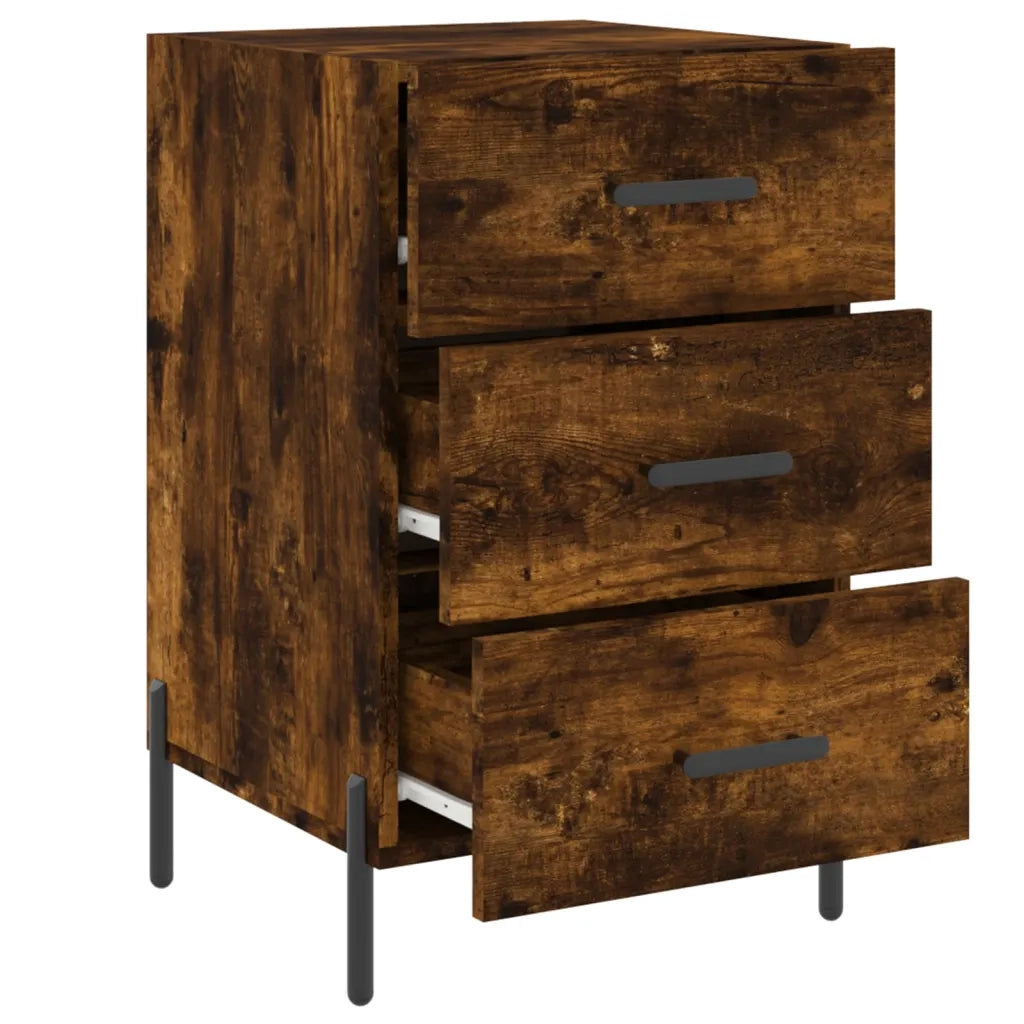 Comodino | Armadio da Notte | Mobiletto da notte Rovere Fumo 40x40x66 cm in Legno Multistrato