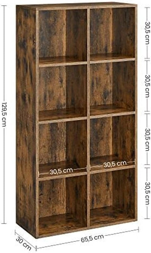 8 cassetti librario cubo cassettiera stante per ufficio soggiorno camera da letto stile rustico marrone