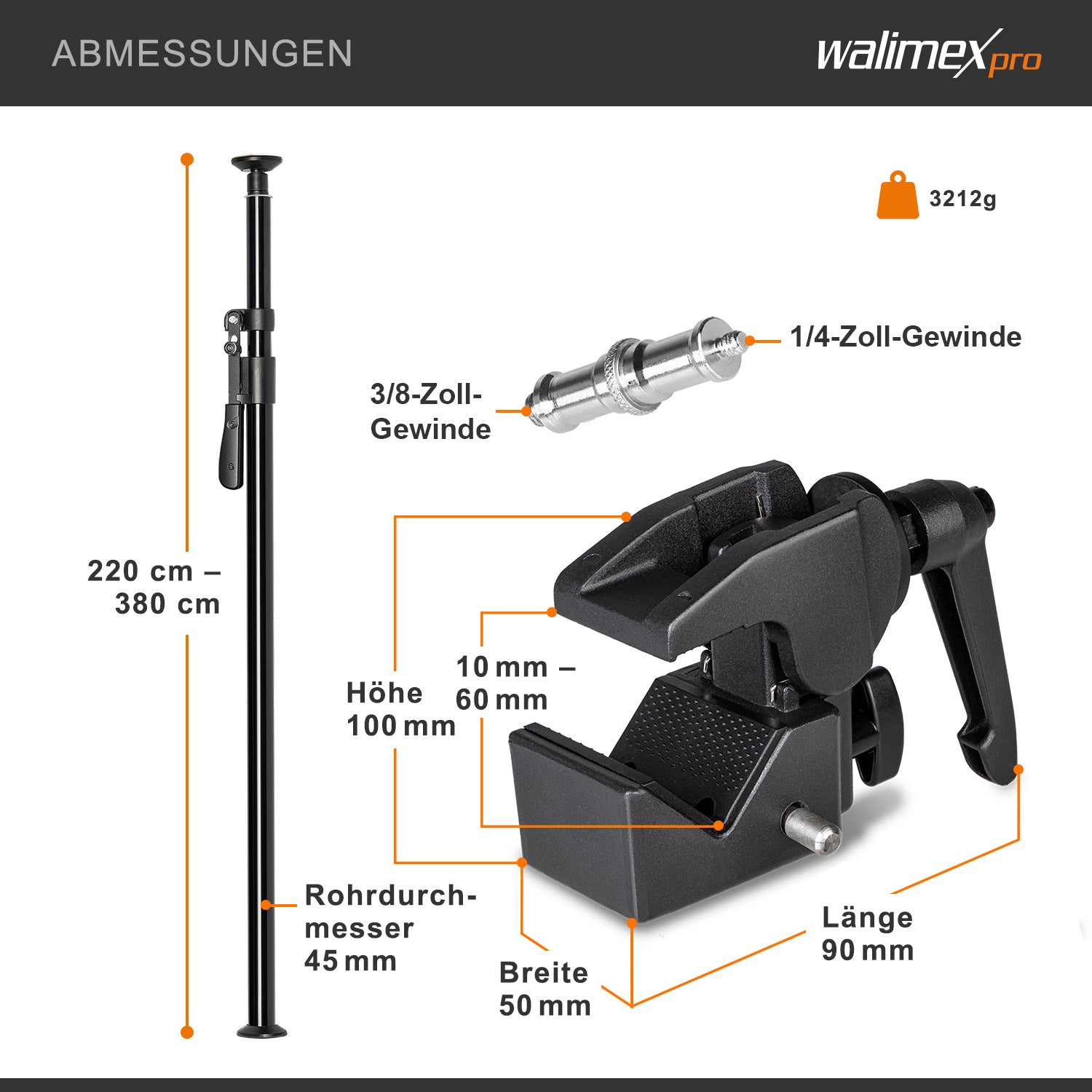 Autopole 220-380 cm incl. supermorsetto