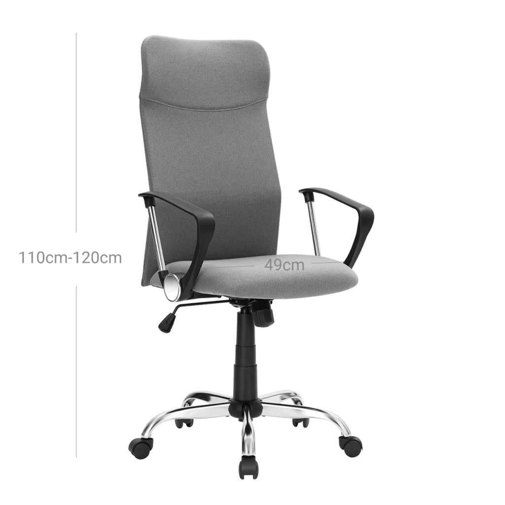 Sedia da ufficio sedia ergonomica seduta girevole imbottita rivestimento in tessuto altezza regolabile meccanismo di inclinazione capacità di carico 120 kg grigio 12_0005876