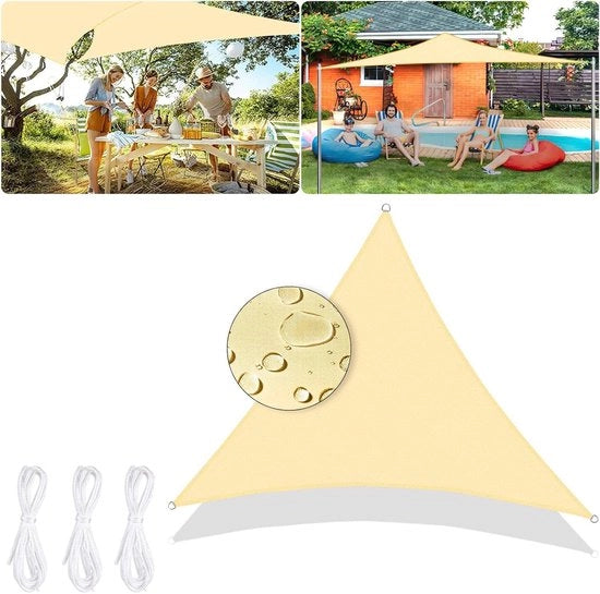 Ombrellone triangolare - impermeabile - per giardino e terrazzo - 3 x 3 x 3 m - beige - poliestere