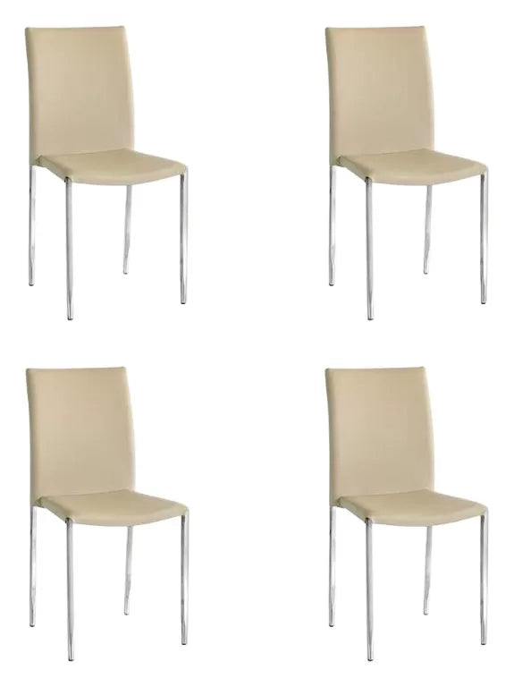 Set 04 sedia in ecopelle tortora con struttura in metallo e gambe in acciaio misura l.43 h.90 p.52 (665) - Mobili 2G