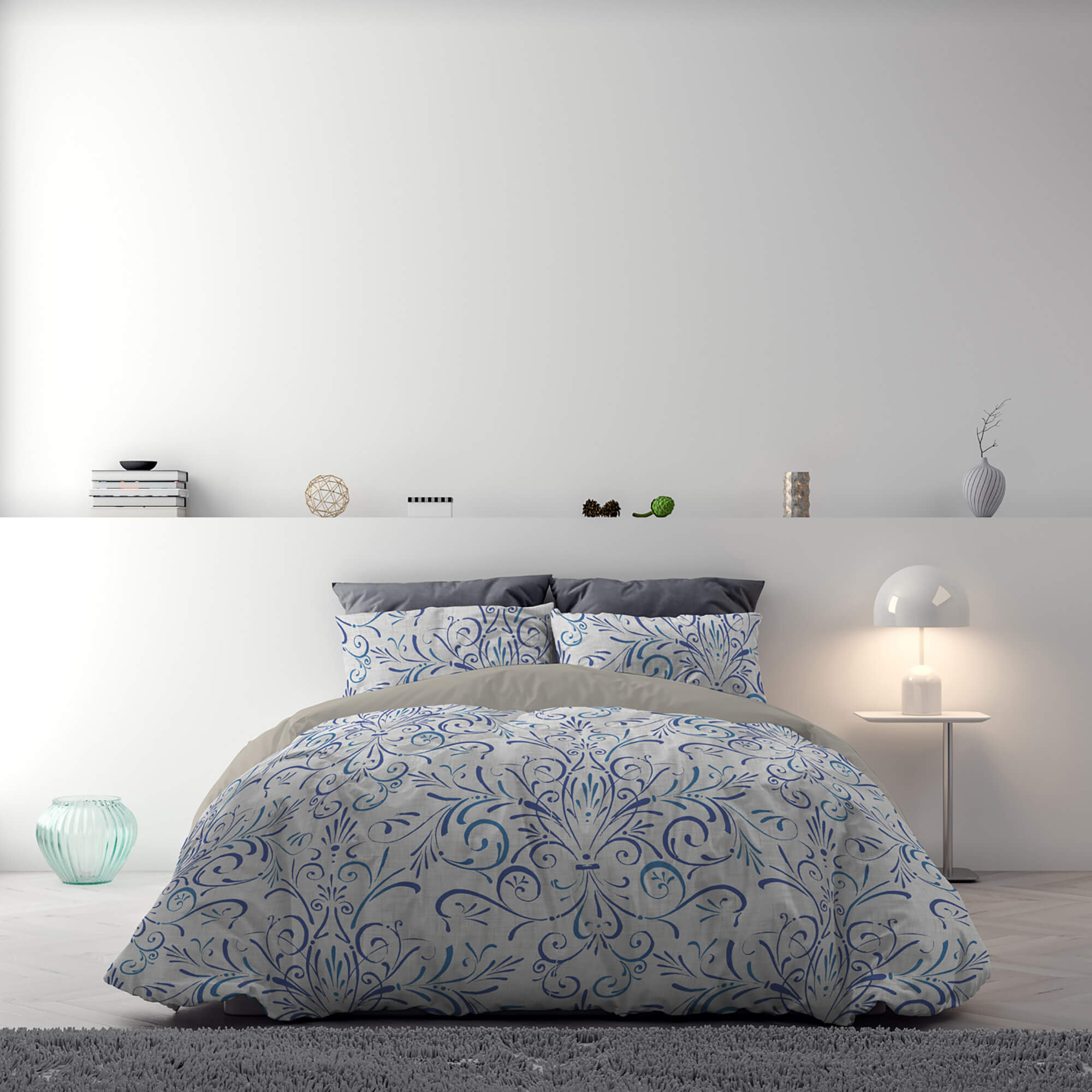 Copripiumino Singolo con Stampa sul Sacco e Federe Doubleface Ornato Tex