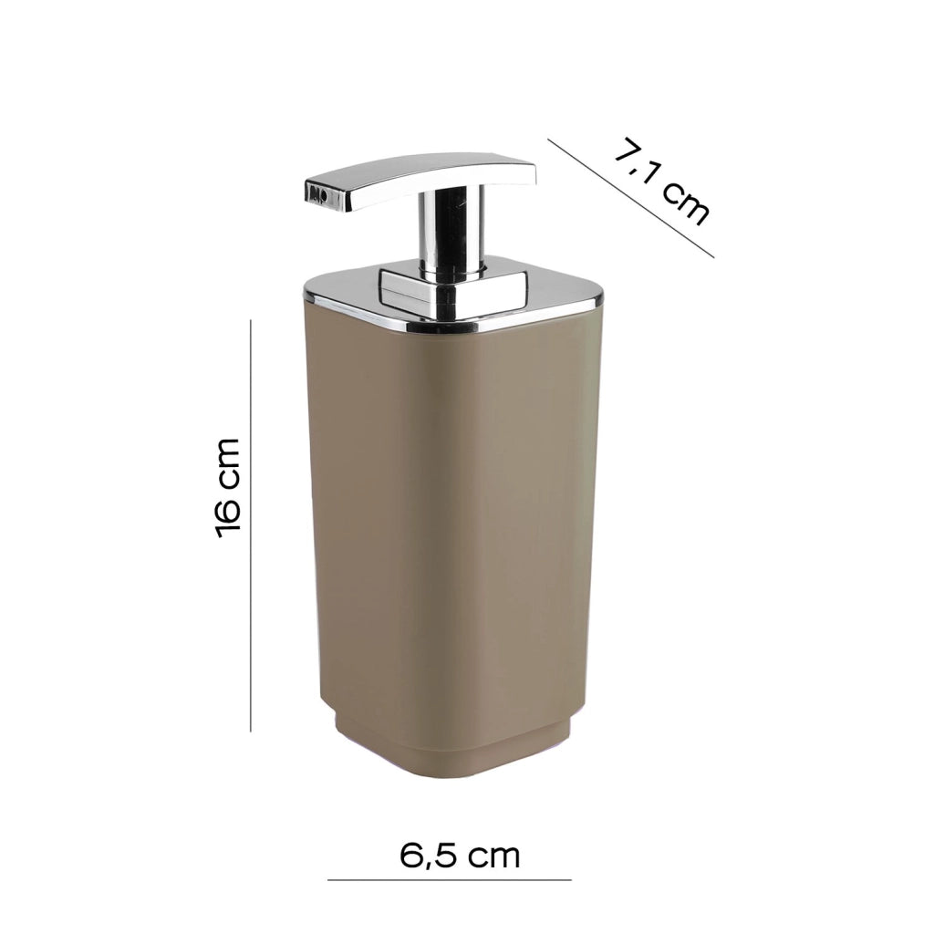 Dosasapone con erogatore in plastica cromata d'appoggio in resina termoplastica Seventy Gedy 6382 Tortora