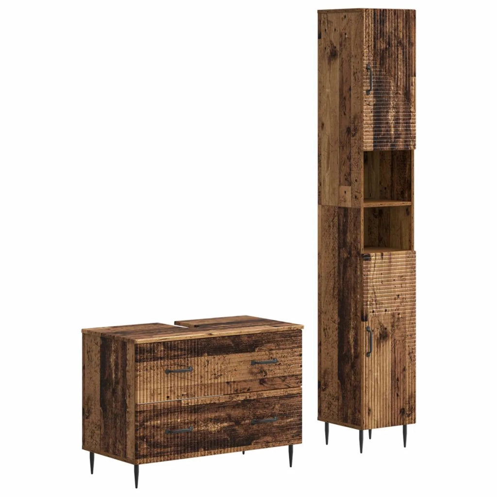 Set di Armadi da Bagno da 2 Pezzi HAARLEM Legno antico 3417538