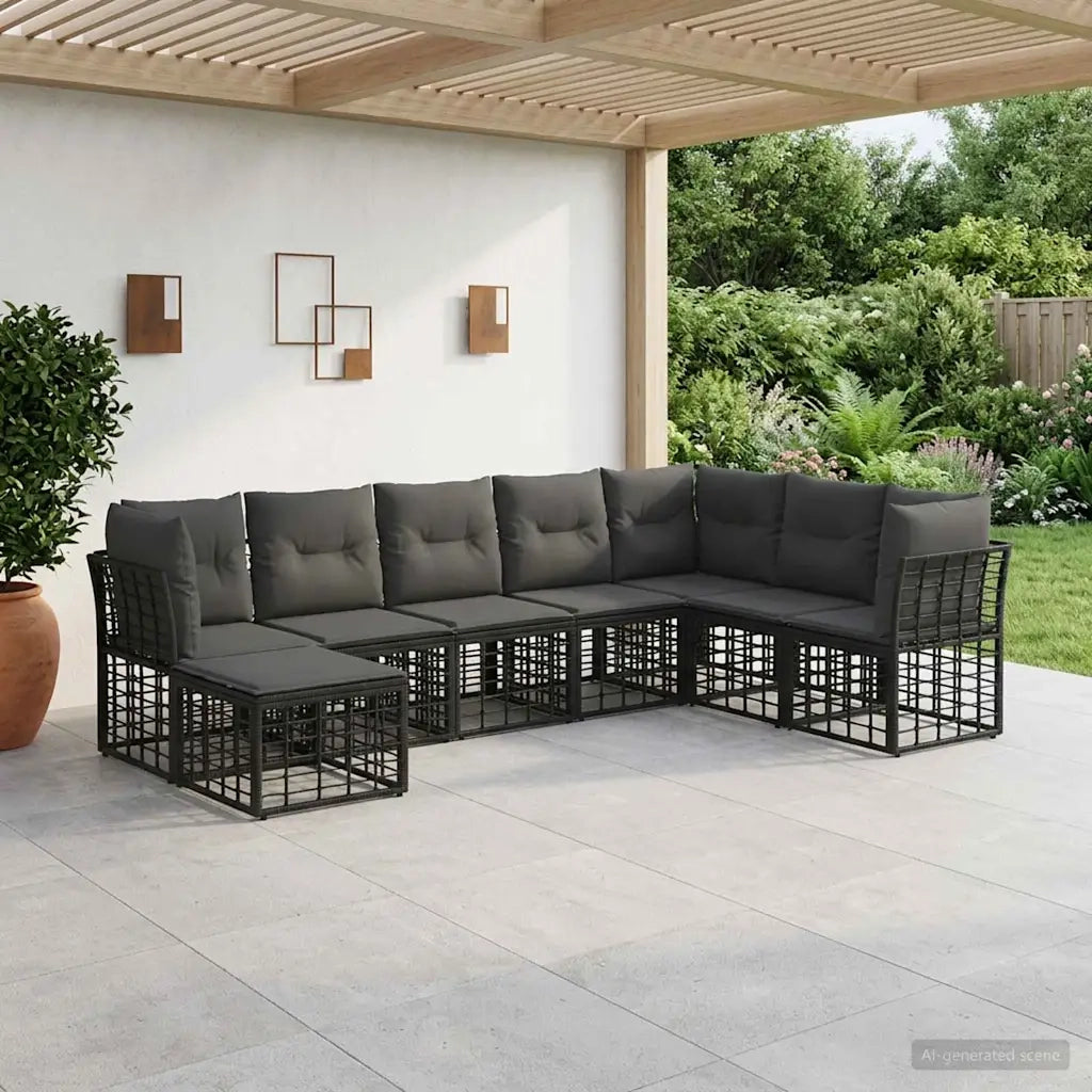 Set di divani da esterno Nero Poliestere 3437533