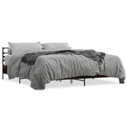 Letto matrimoniale | Letto per adulti | Giroletto Rovere Fumo 180x200 cm in Legno Multistrato Metallo