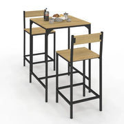 IDMarket - DETROIT Tavolo da bar quadrato da 60 cm e set di 2 sedie da bar di design industriale