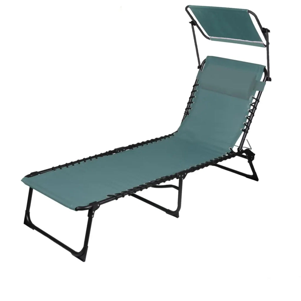 Lettino prendisole pieghevole - Blu con parasole e cuscino - 187 x 85 x 56 cm