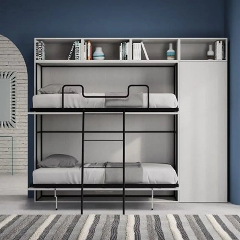Letto doppio a scomparsa Kando comp.H bianco frassino