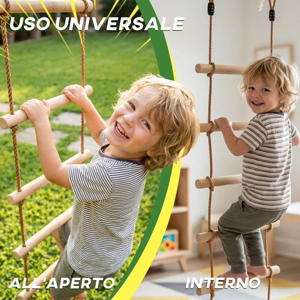 Scaletta per Bambini ¨C zephmum ¨C Legno Naturale 5 Pioli con Sicurezza