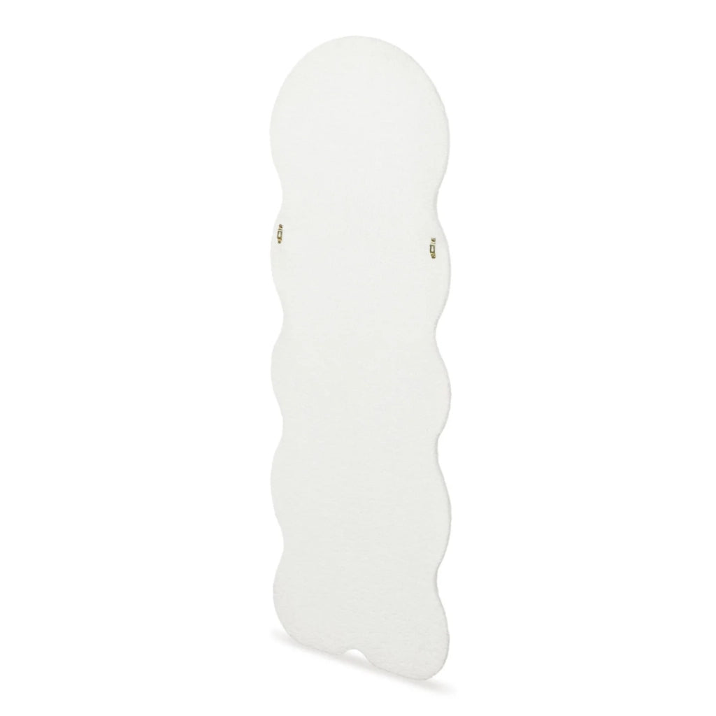 IDMarket - Specchio Wave in tessuto bouclette crema 150 x 50 cm