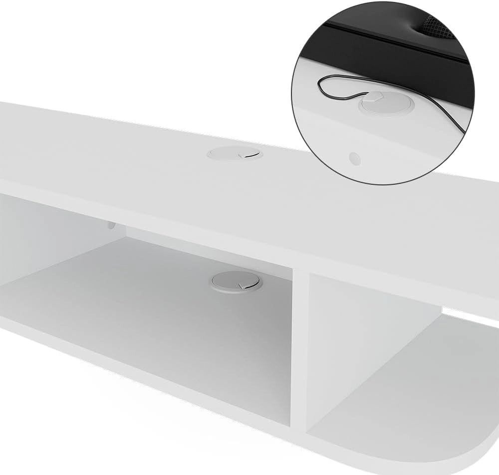 Mobile tv Lorio, Bianco, 105 x 18.2 cm Scomparti aperti, per la conservazione di dispositivi multimediali e accessori