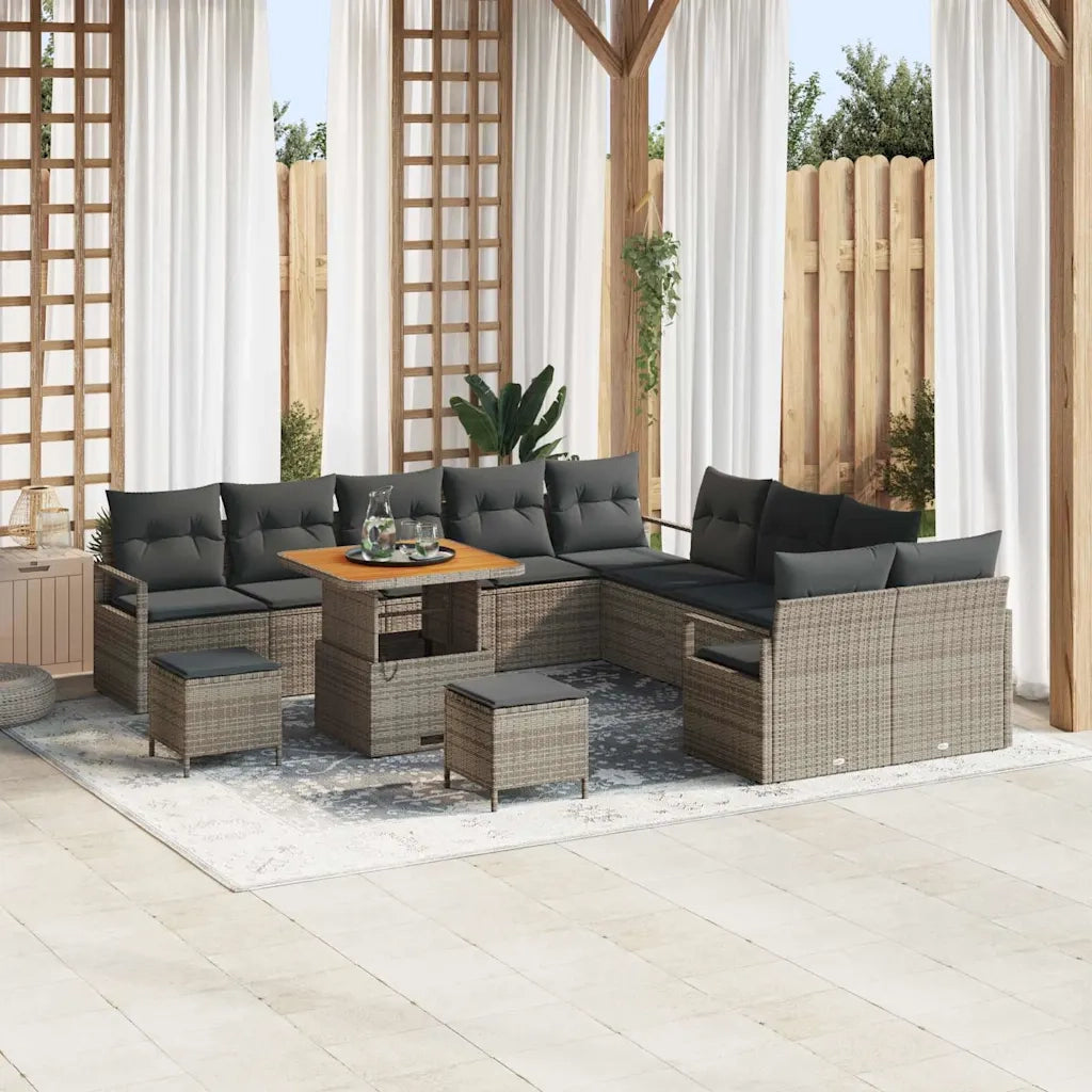 Set Divano da Giardino con cuscino 13 pcs Grigio 3364533