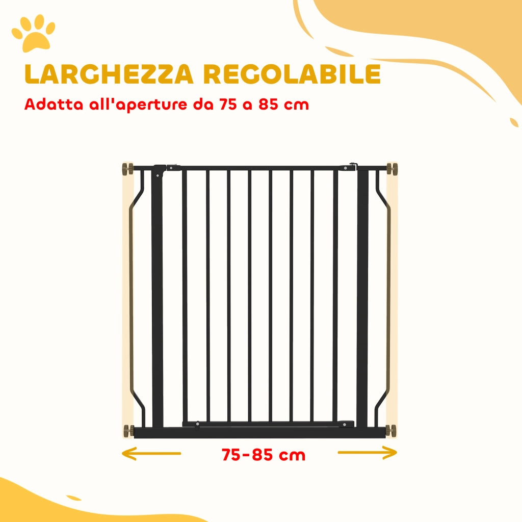 Cancelletto per Cani Estensibile e Regolabile 75-85x76 cm in Acciaio e ABS Nero