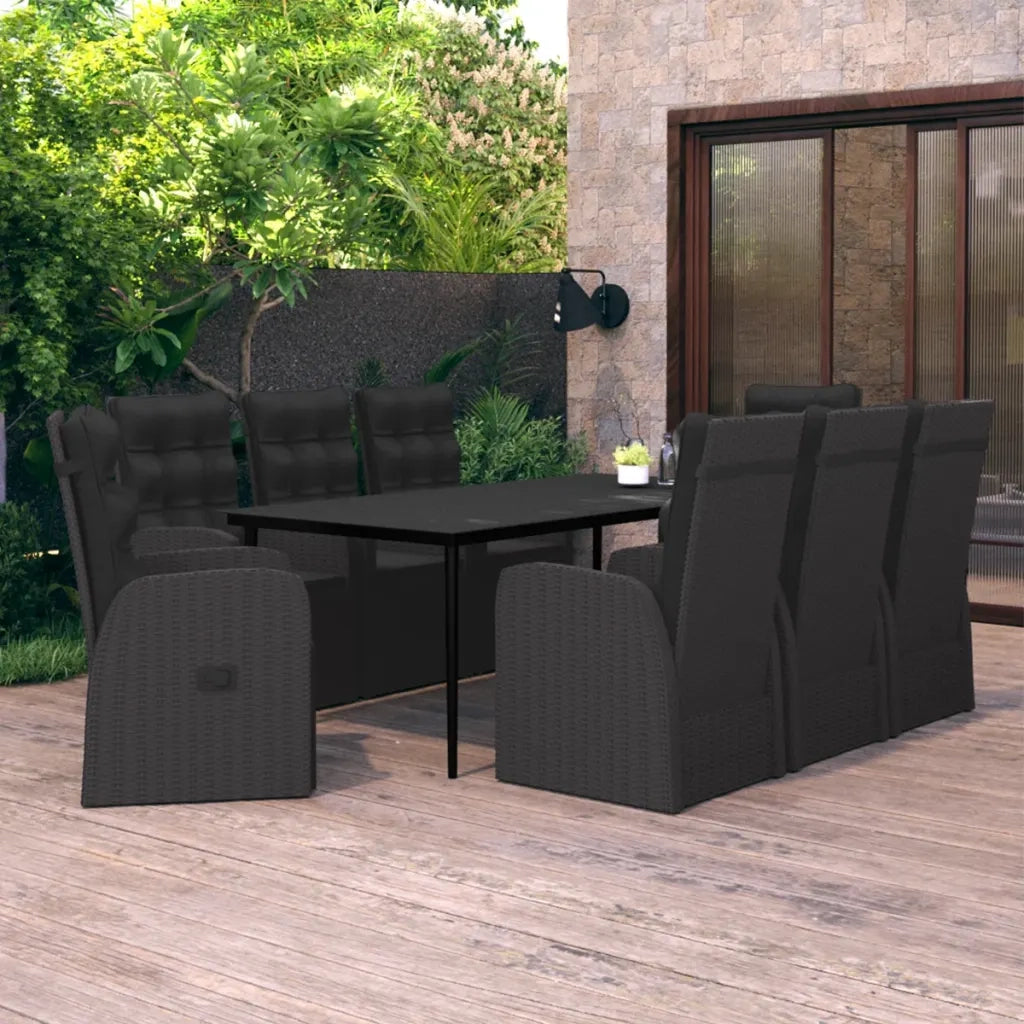 Set Mobili da Pranzo per Giardino 9 pz con Cuscini Nero cod mxl 51013