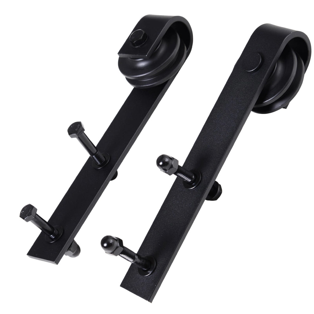 Binario per Porte Scorrevoli con Kit di Accessori Nero 200x4x0.6 cm