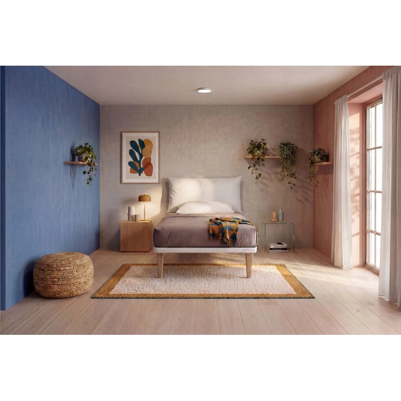 Letto imbottito Singolo 80x200 cm Soft - Bianco,Similpelle,Con rete