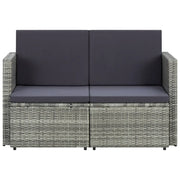 Divano da Giardino a 2 Posti con Cuscini-Sofa da Giardino-Divano da esterno Grigio in Polyrattan 137580