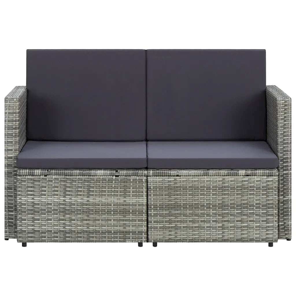 Divano da Giardino a 2 Posti con Cuscini-Sofa da Giardino-Divano da esterno Grigio in Polyrattan 137580