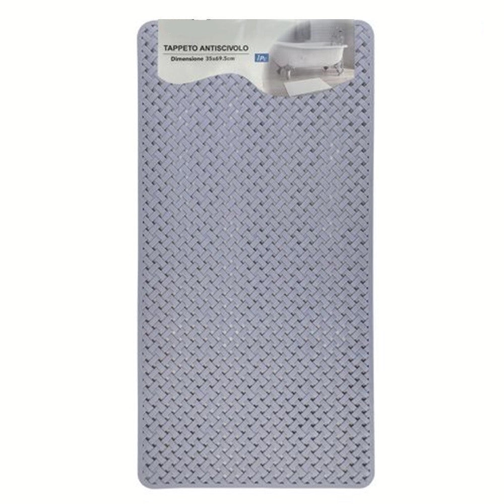 Trade Shop - Tappeto Antiscivolo Effetto Intrecciato Grigio Per Vasca Da Bagno Doccia 35x69.5cm 10796 -