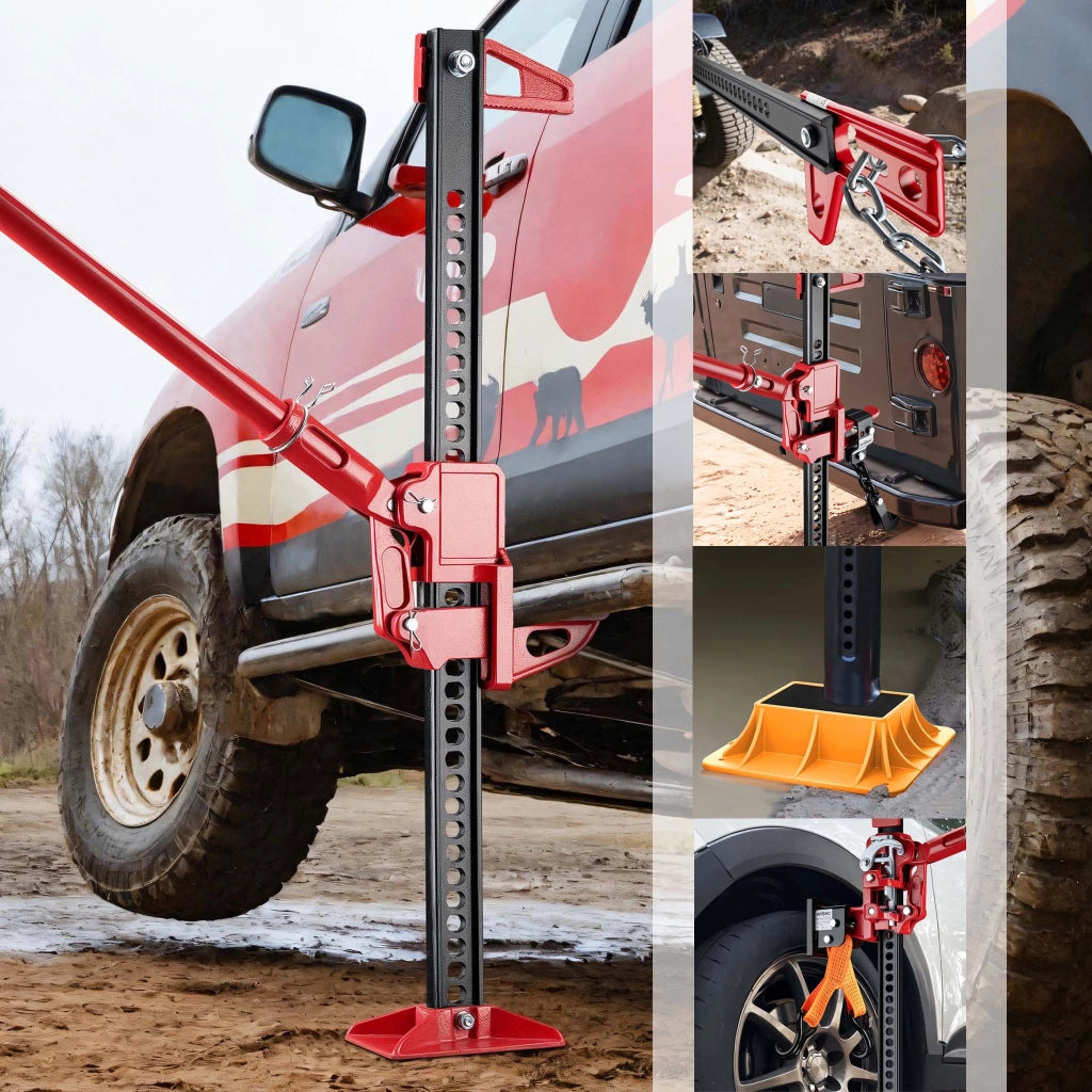 Binda manuale – Set completo per SUV/fuoristrada, cric fino a 3000 kg con piastra di sostegno, supporto ruota, adattatore per paraurti, fissaggio per verricello e morsetto