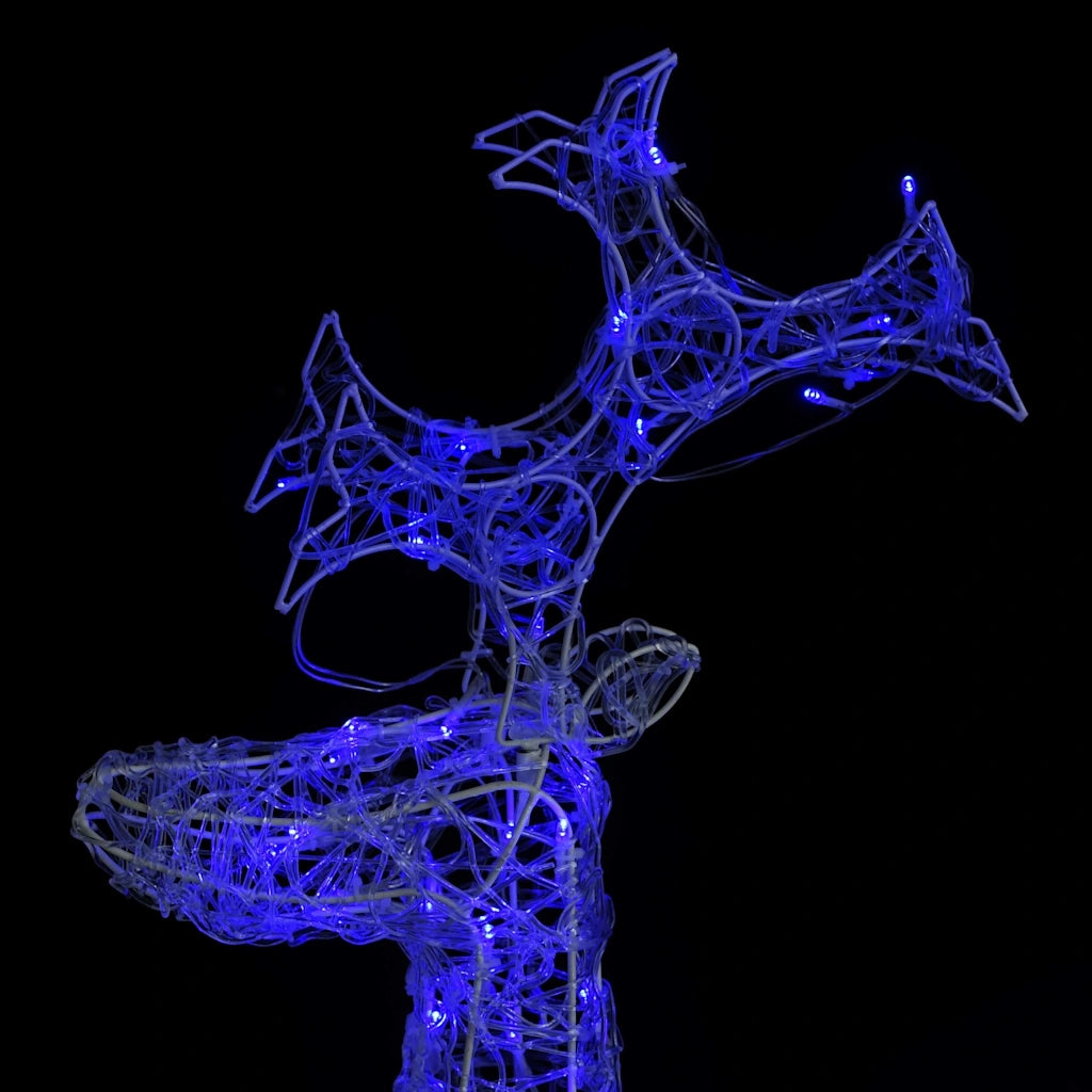 Renne e Slitta Decorazione Natale 90 LED 60x16x100 cm Acrilico cod mxl 32594