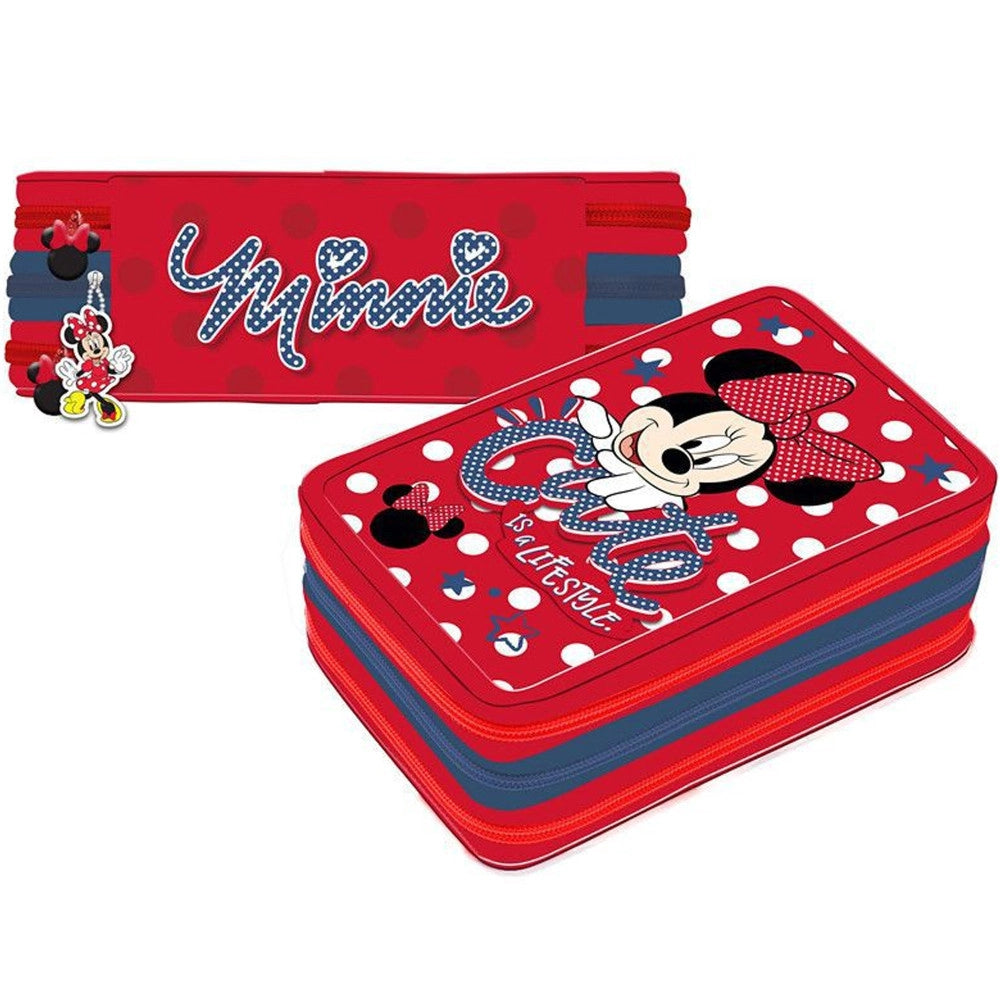 Trade Shop - Minnie Mouse Is A Life Style Astuccio 3 Zip Cerniere Portapastelli Matite Scuola -