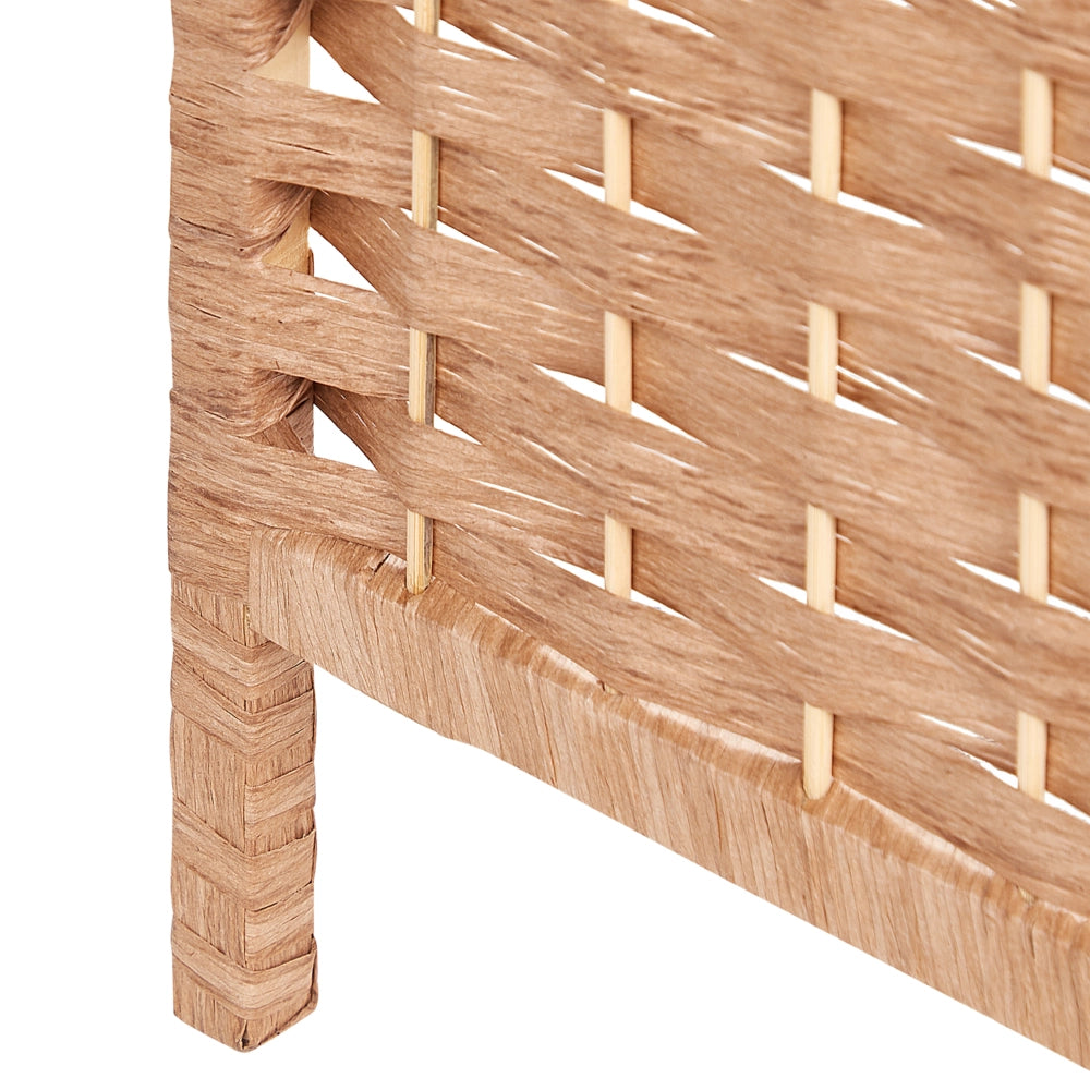 Divisorio per ambienti Naturale Carta Corda di pioppo Telaio di legno 4 pannelli Schermo decorativo pieghevole Divisorio Soggiorno Camera da letto Design tradizionale