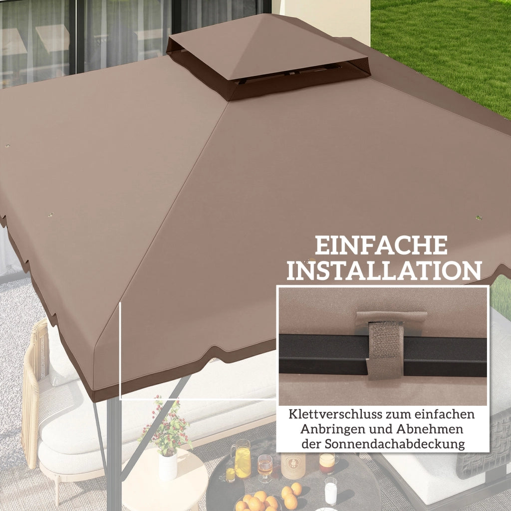 Tetto di Ricambio per Gazebo 3x3m ¨C Xylo ¨C Beige Doppio Strato Impermeabile con Fori Drenaggio