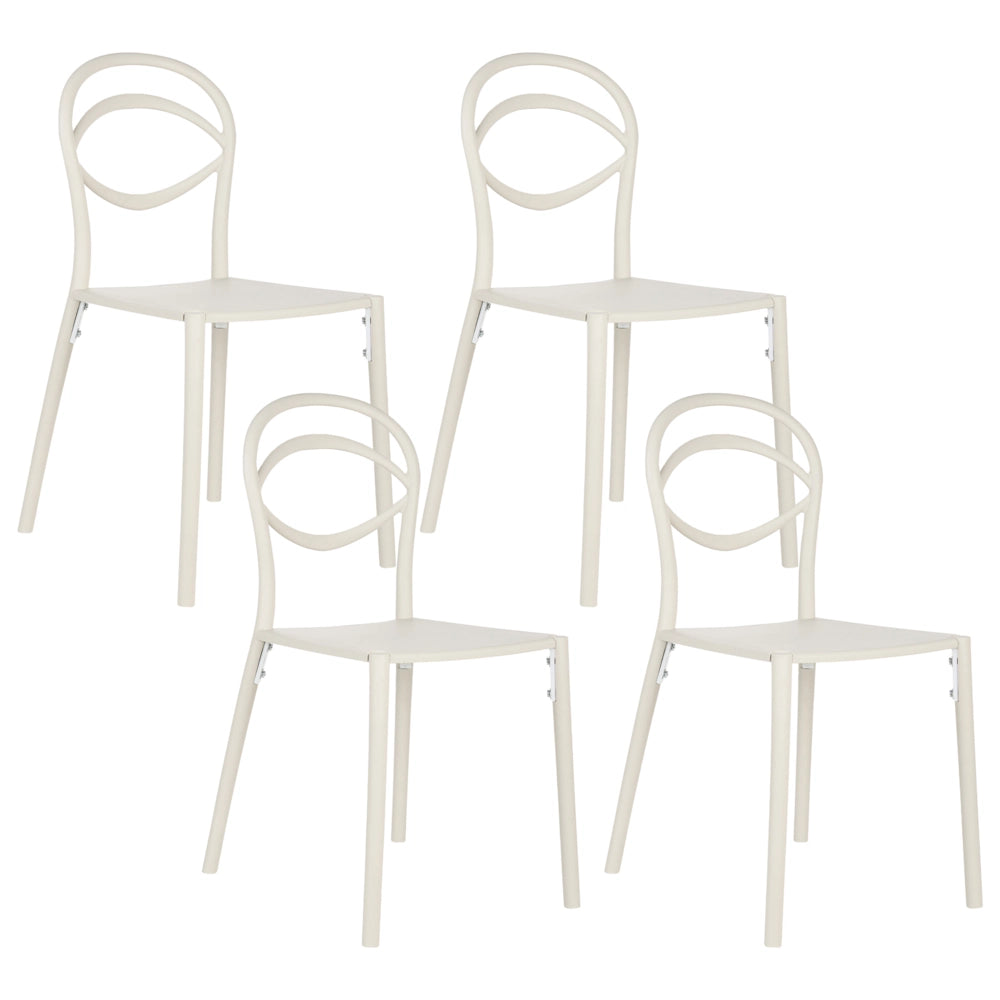 Set di 4 sedie da giardino leggere e resistenti alle intemperie colore bianco sporco stile moderno