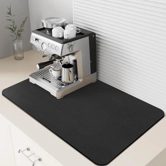 Mat di supporto per caffè con superficie antiscivolo - assorbente e impermeabile - con gomma sul retro - resistente alle macchie - 40 x 50 cm - materiale PU duraturo