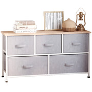 Cassettiera con 5 Cassetti ¨C Zephmum ¨C Grigio Bianco Legno Acciaio 100x30x54