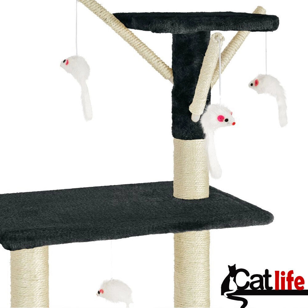 Tiragraffi per Gatti Albero Sisal Parco Giochi Gioco x Gatto Tira Graffi Nero