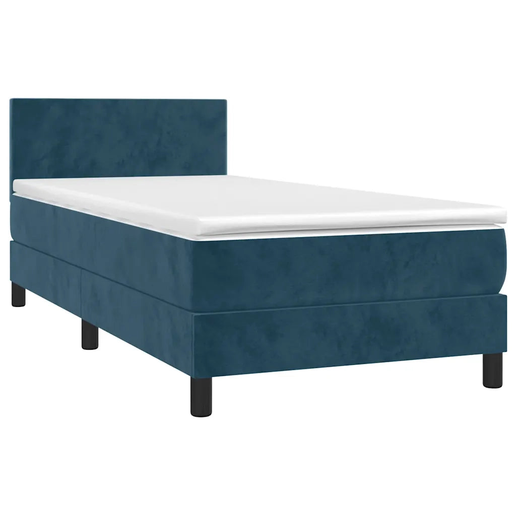 Letto a Molle con Materasso e LED Blu Scuro 90x190cm in Vellutocod mxl 122819